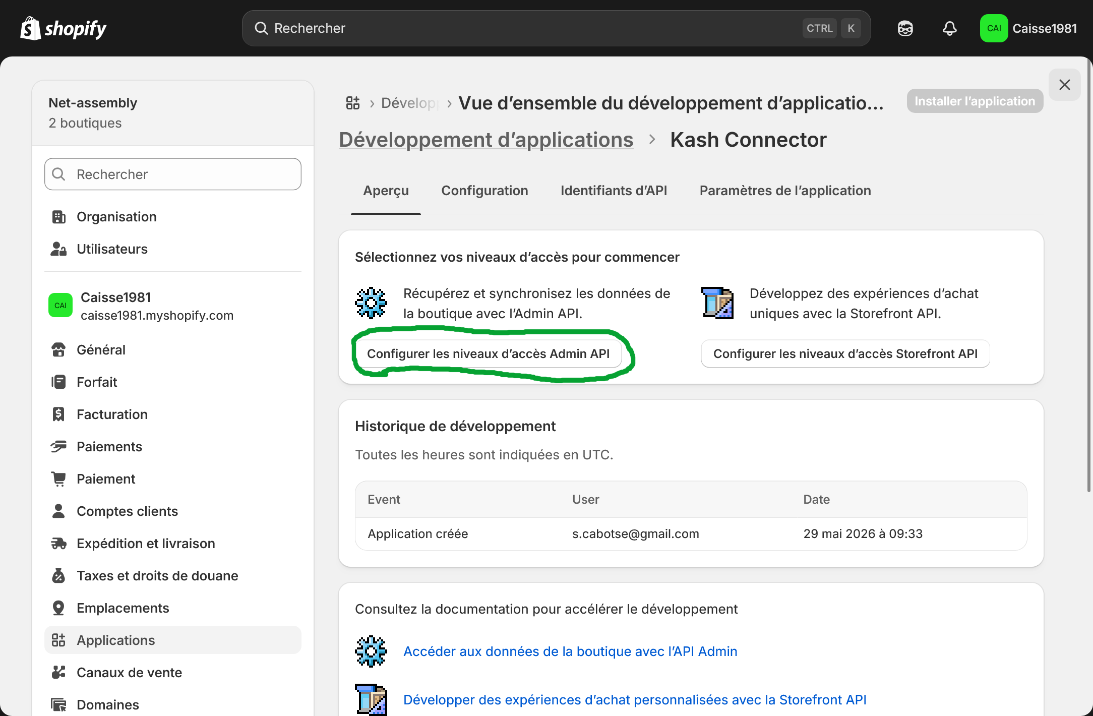 Configuring Shopify permissions